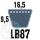 Courroie Mitsuboshi LB87 Renforcée.  16.5mm x 2221mm