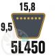 Courroie Trapézoïdale 5L450 Renforcé Kevlar. 15.8mm x 1143mm