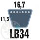Courroie Mitsuboshi LB34 Renforcée. 16.7mm x 876mm