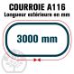 Courroie Trapézoïdale A116 Néoprène. 13mm x 3000mm