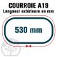 Courroie Trapézoïdale A19 Néoprène. 13mm x 530mm