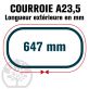 Courroie Trapézoïdale A23,5 Néoprène. 13mm x 647mm