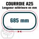 Courroie Trapézoïdale A25 Néoprène. 13mm x 685mm