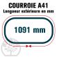 Courroie Trapézoïdale A41 Néoprène. 13mm x 1091mm