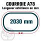 Courroie Trapézoïdale A78 Néoprène. 13mm x 2030mm