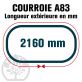 Courroie Trapézoïdale A83 Néoprène. 13mm x 2160mm