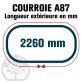 Courroie Trapézoïdale A87 Néoprène. 13mm x 2260mm