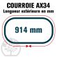 Courroie Trapézoïdale Crantée AX34 Néoprène. 13mm x 914mm