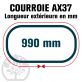Courroie Trapézoïdale Crantée AX37 Néoprène. 13mm x 990mm