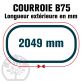 Courroie TrapézoÏdale B75 Néoprène. 17mm x 2049mm