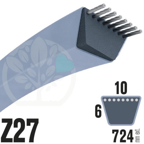 Courroie Trap&eacute;zo&iuml;dale Z27 N&eacute;opr&egrave;ne. 10mm x 724mm ext.