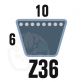 Courroie Trapézoïdale Z36 Néoprène. 10mm x 952mm ext.