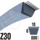 Courroie Trapézoïdale Z30 Néoprène. 10mm x 800mm ext.