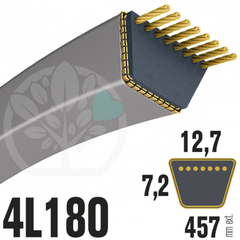 Courroie Trap&eacute;zo&iuml;dale 4L180 Renforc&eacute;e Kevlar. 12.7mm x 457mm