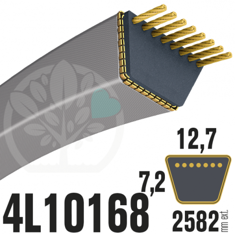 Courroie Trazp&eacute;zo&iuml;dale 4L10168 Renforc&eacute;e Kevlar. 12.7mm x 2582.67mm