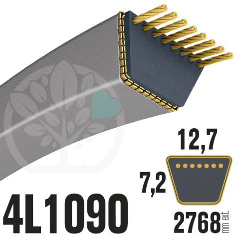Courroie Trap&eacute;zo&iuml;dale 4L1090 Renforc&eacute;e Kevlar. 12.7mm x 2768mm