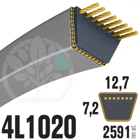 Courroie Trap&eacute;zo&iuml;dale 4L1020 Renforc&eacute;e Kevlar. 12.7mm x 2591mm