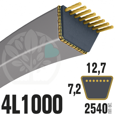 Courroie Trap&eacute;zo&iuml;dale 4L1000 Renforc&eacute;e Kevlar. 12.7mm x 2540mm