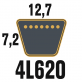 Courroie Trapézoïdale 4L620 Renforcée Kevlar. 12.7mm x 1575mm