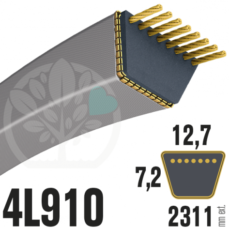 Courroie Trap&eacute;zo&iuml;dale 4L910 Renforc&eacute;e Kevlar. 12.7mm x 2311mm