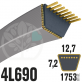 Courroie Trapézoïdale 4L690 Renforcée Kevlar. 12.7mm x 1753mm