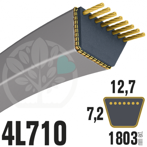 Courroie Trap&eacute;zo&iuml;dale 4L710 Renforc&eacute;e Kevlar. 12.7mm x 1803mm