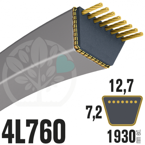 Courroie Trap&eacute;zo&iuml;dale 4L760 Renforc&eacute;e Kevlar. 12.7mm x 1930mm