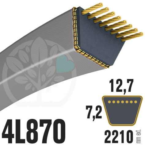 Courroie Trap&eacute;zo&iuml;dale 4L870 Renforc&eacute;e Kevlar. 12.7mm x 2210mm