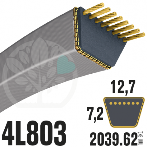 Courroie Trap&eacute;zo&iuml;dale 4L803 Renforc&eacute;e Kevlar. 12.7mm x 2039.62mm