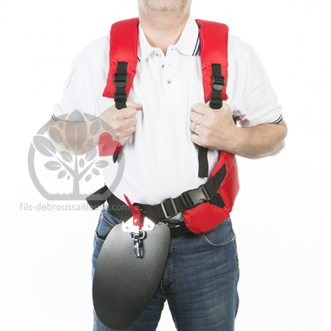Harnais d&eacute;broussailleuse universel attache rapide, protection hanche confort professionnel