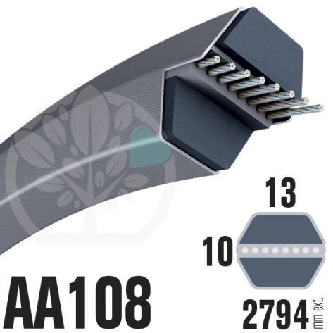 Courroie Héxagonale AA108 (6 côtés) 13mm x 2794mm